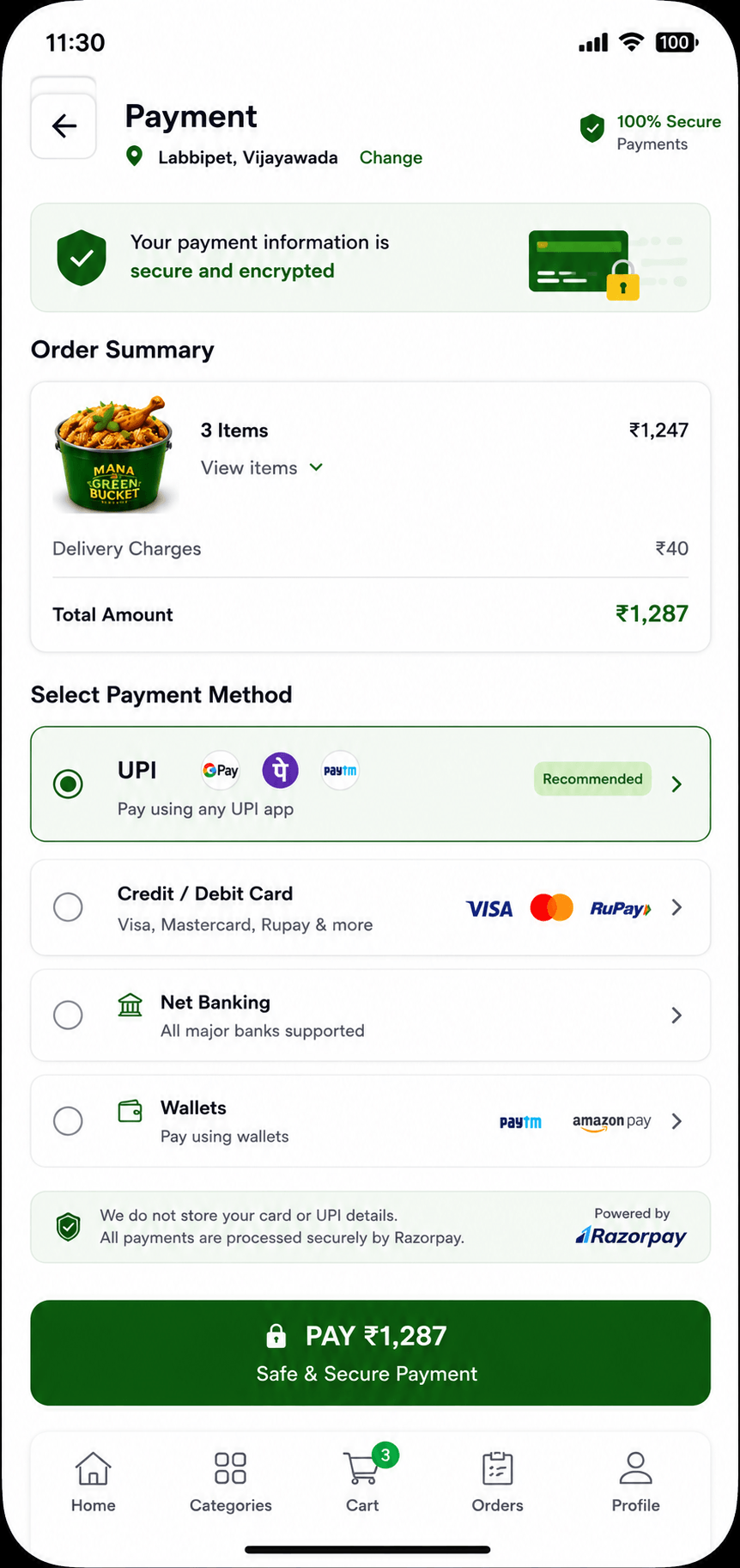 Payment Screen